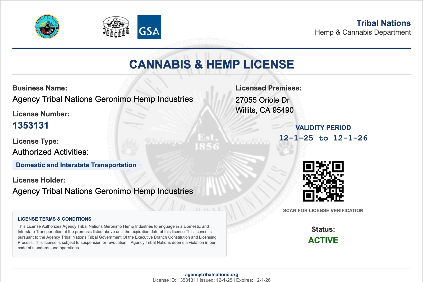 Domestic Transport License